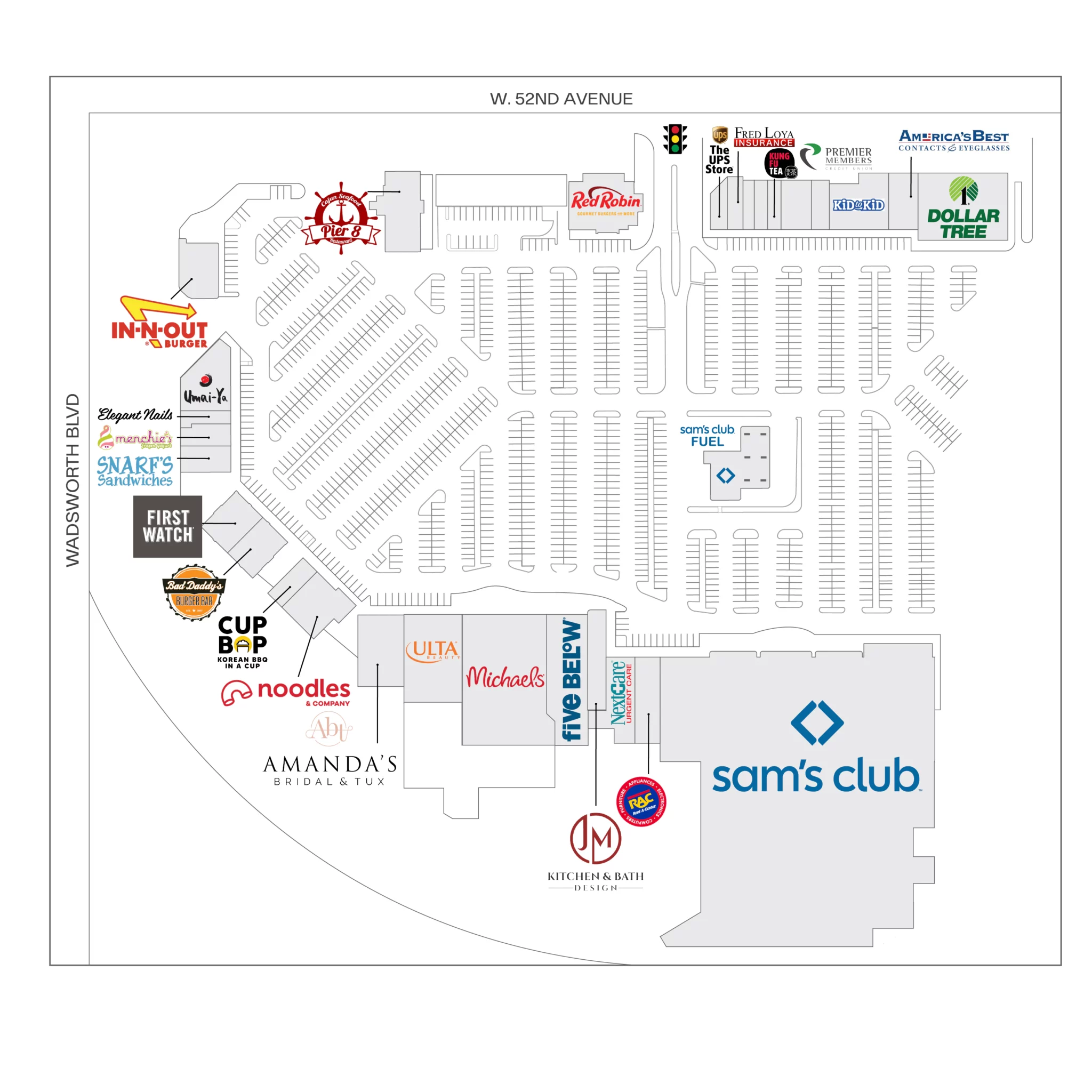 Store directory map for Arvada Marketplace in Colorado.