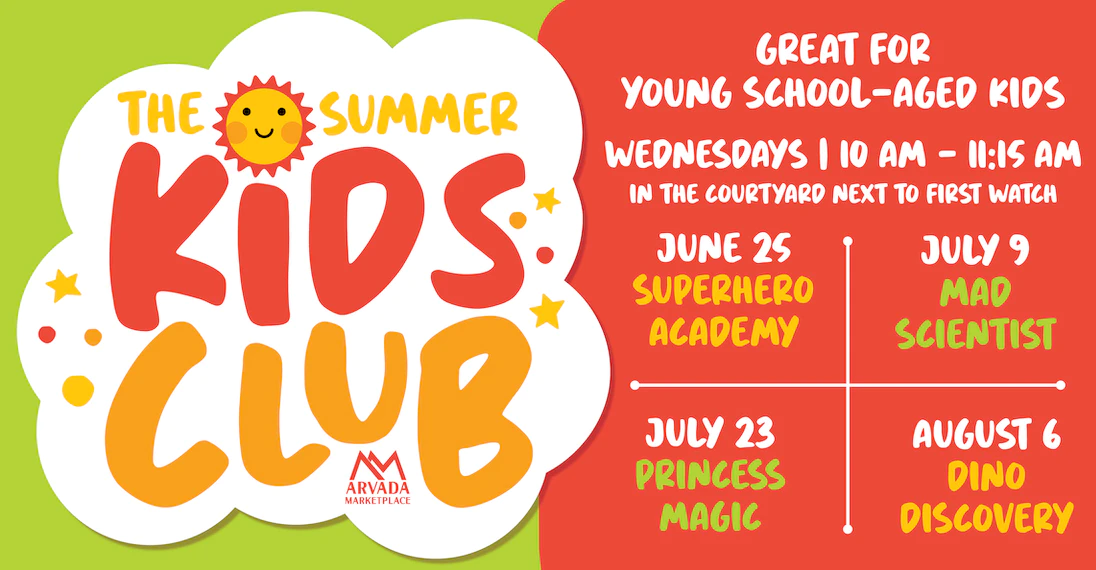 Kids Club Event graphic at Arvada Marketplace